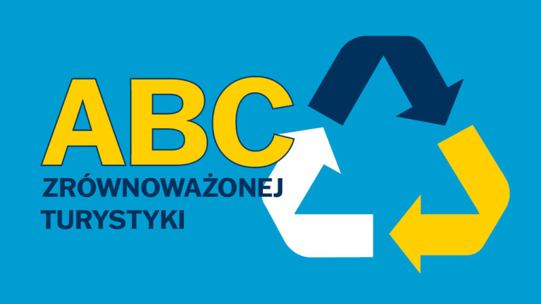 Zrównoważona turystyka napis na okładce i znak recyklingu