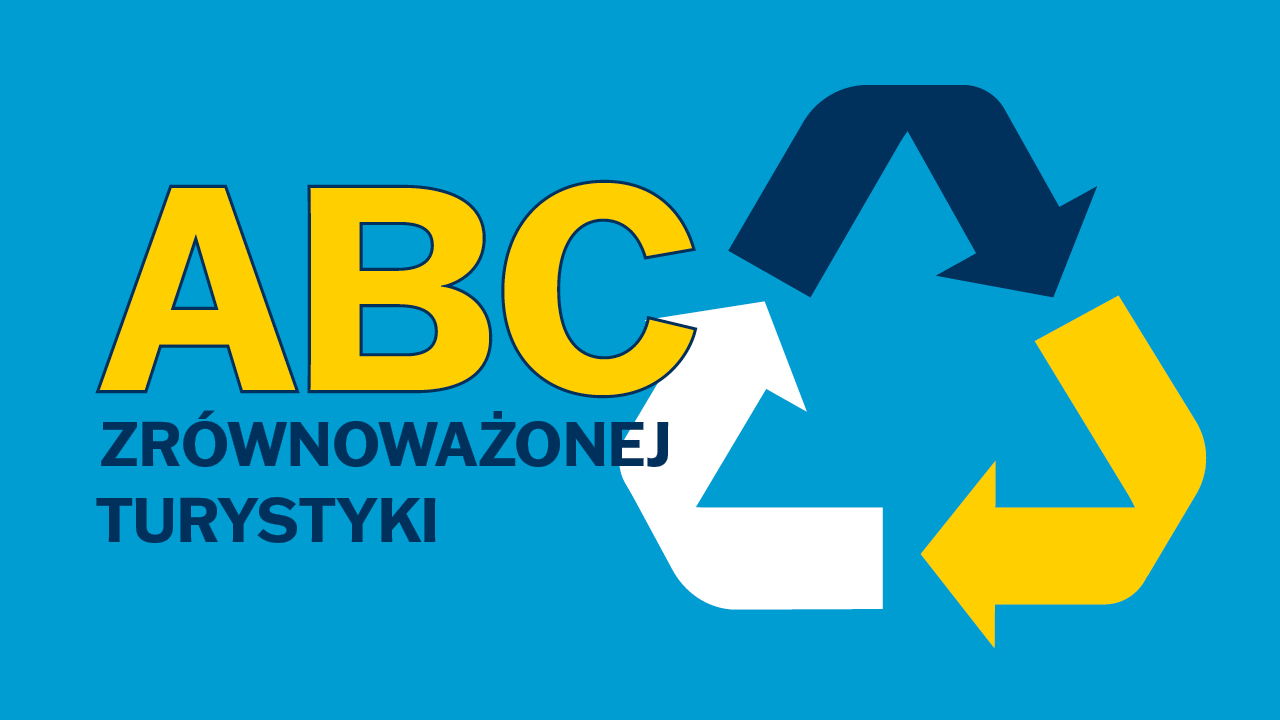 Zrównoważona turystyka napis na okładce i znak recyklingu