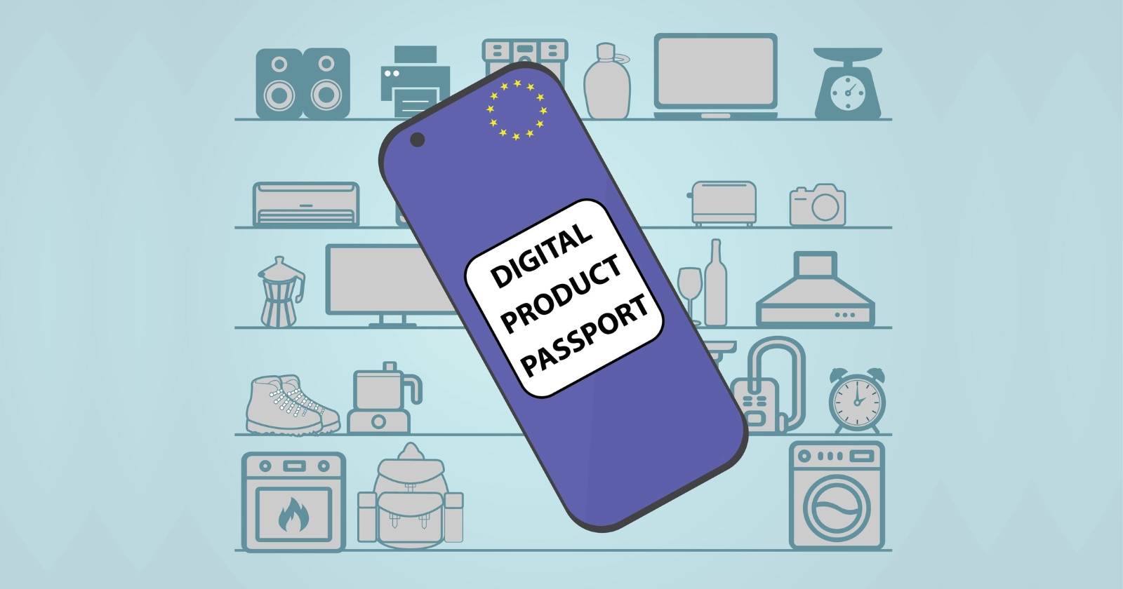 smartfon z napisem DIGITAL PRODUCT PASSPORT, czyli cyfrowy paszport produktu (CPP)