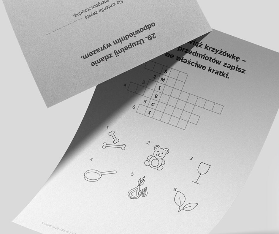 Zestaw kart dla terapeutów do rehabilitacji funkcji poznawczych.